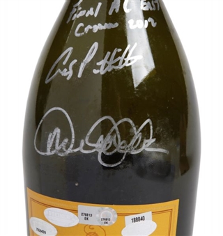 Derek Jeter and Andy Pettitte Dual Signed Champagne Bottle From Final AL East Championship